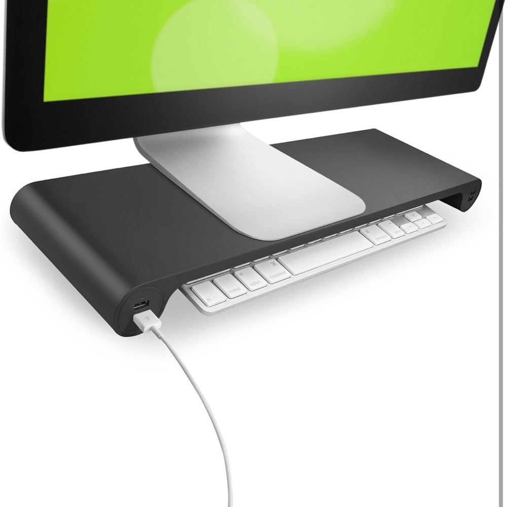 Quirky Spacebar POP Monitor Stand and 6-Port USB Hub, Black
